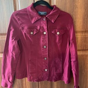 Charter Club Burgundy Denim Jacket Size M